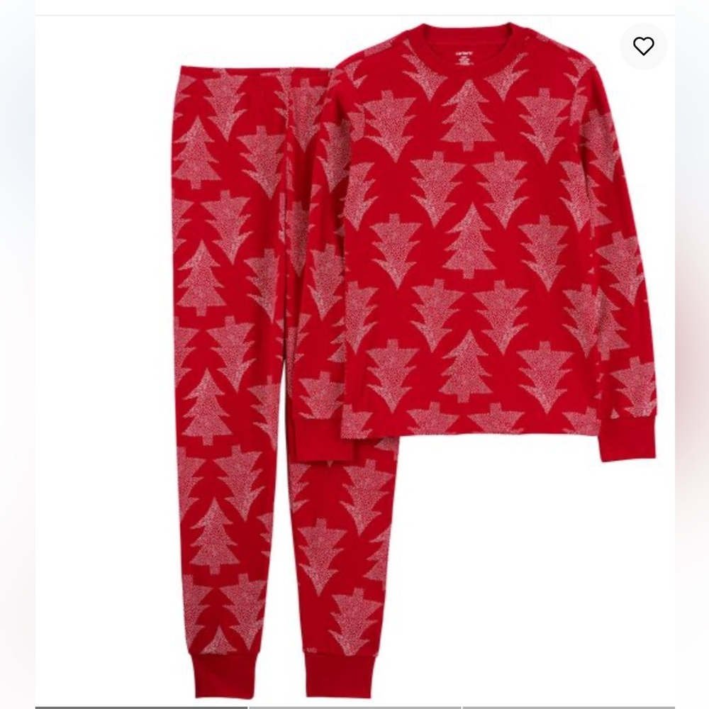 Carter's Red and White Tree Pajama Set XL Unisex